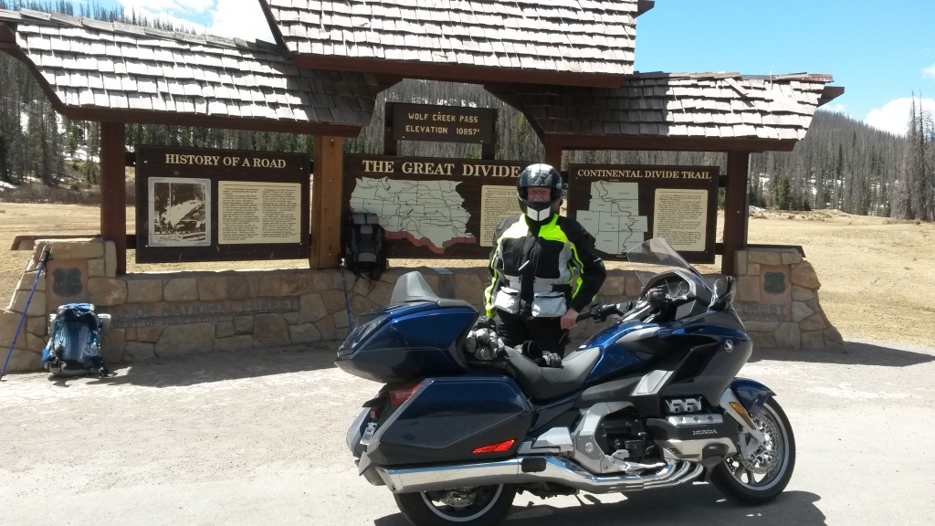 Day 6: The Continental Divide! Just beyond the Wolf Creek Pass road sign was this attractive marker. Two CDT thru-hikers who'd left Mexico a couple of weeks ago were there and one kindly agreed to be my photographer.