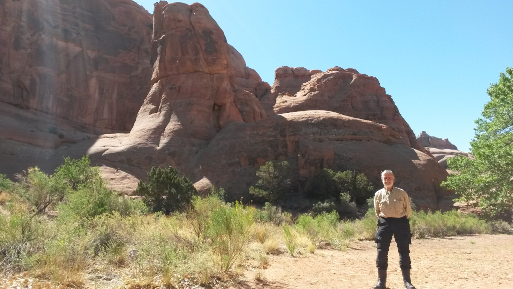 On Day 8, from Mesa Verde CO to Orem UT, I bypassed Canyonlands NP but asked a fellow tourist to snap this at a rest area. It's between the NP entrance road and Moab UT.