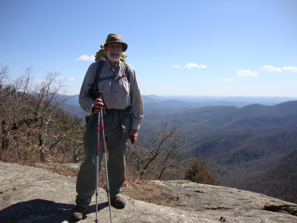 At 1:00 PM, I'm about an hour out of Woody Gap, where the trail crosses a major paved road and picnic tables and brick restrooms were available. I ate my lunch in the men's room, for shelter from the wind!