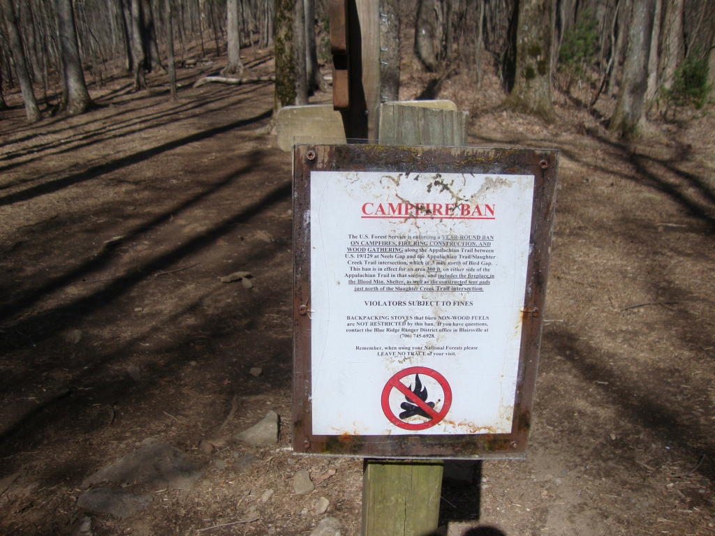 At 2:06 I'd reached Lance Creek, the last good camping area before the 5-mile stretch requiring bear canisters (which, of course, none of us had). Herb and others planned to camp at Lance that night, but I pushed on and reached this sign at Jarrard Gap at 3:40 PM. No mention of bear canisters!