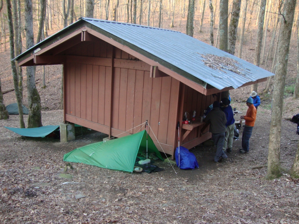 After that Neel night I desperately wanted to be in the shelter, but Low Gap was full when I arrived at 6:00 PM. This setup, photographed the next morning, worked well for my 4th night. Another tarp'er is around the corner.