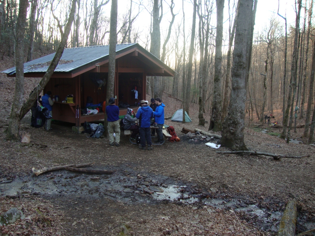 Some of the Low Gap Shelter group, about 8:00 AM on March 15, the start of my fifth day. I had accumulated 82 audio notes on my Memorex recorder, and spent this morning transcribing them into my yellow notebook and drinking coffee at the shelter. 