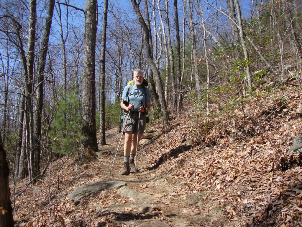 Shorts and T-shirt! At 12:10, this nice section of trail is heading down toward Indian Grave Gap.