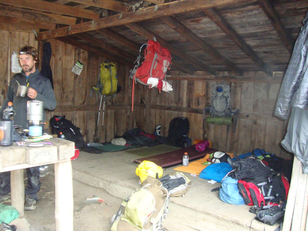 Around 5:30 PM, with dinner preparations under way, that's my gear (and my Achilles "night splint") against the left wall. Some of the young people had the energy to play frisbee in the nearby open area!