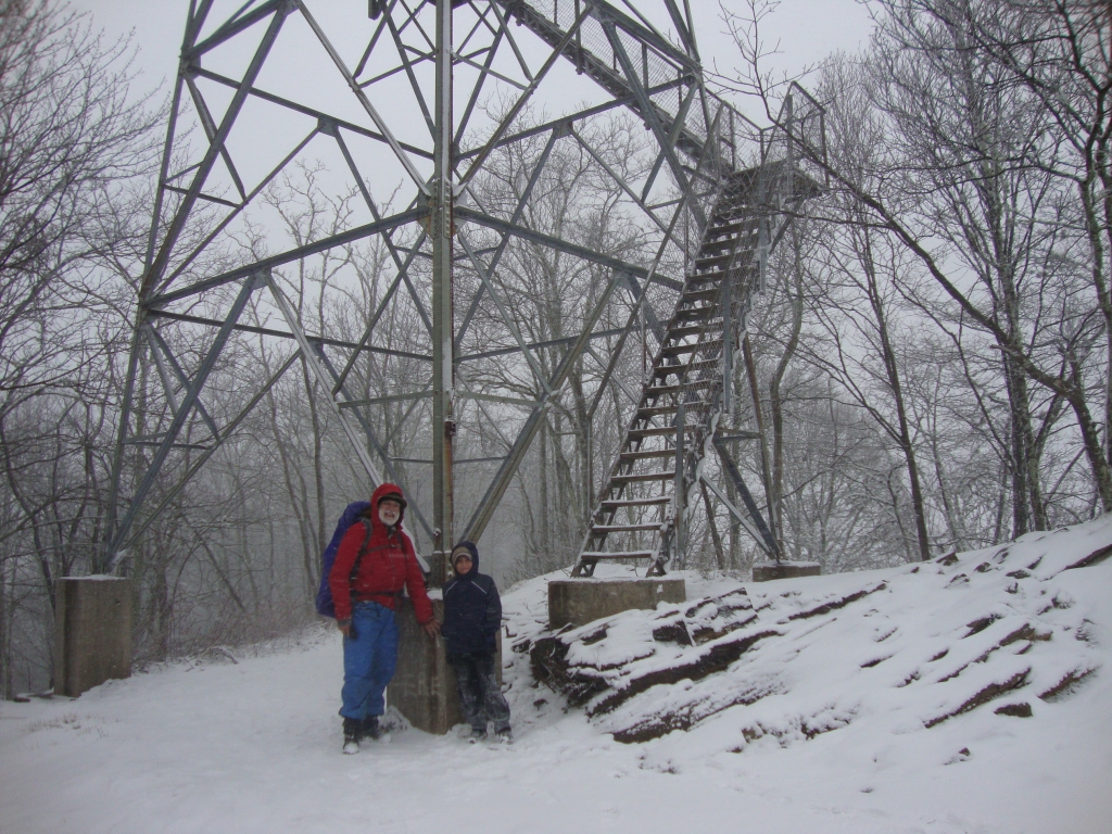 Werdigo and Ty at the Wesser Bald Observation Tower, Monday March 25 at half past noon. 