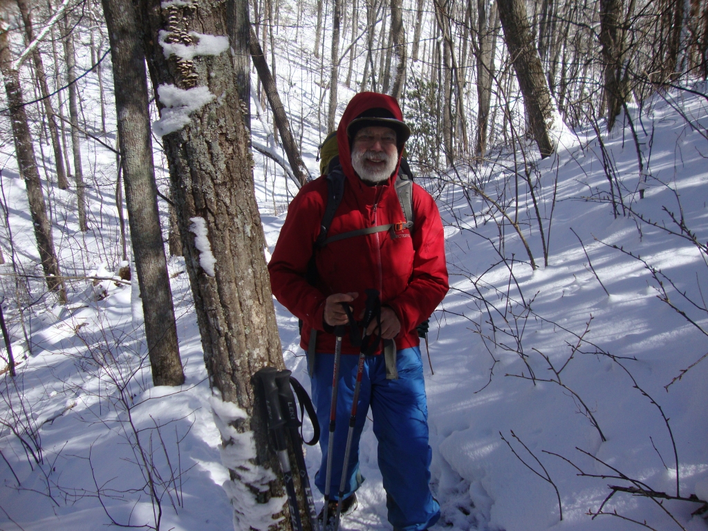 Tenderfoot caught up and snapped this 11:30 AM shot. Steep, rocky descents in this section were tough; we relied heavily on our poles and wondered how Brad, who used none, was coping. We met him at the Stecoah Gap road crossing; he'd fallen hard, then fetched a strong staff from the woods. 