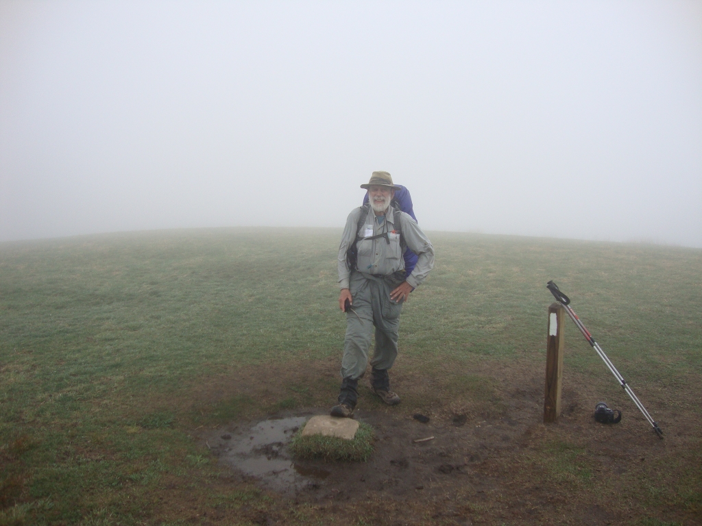 The view is said to be spectacular, but not today! I'd planned lunch here, but like others bucking a cold wind in this mist quickly revised my plans!