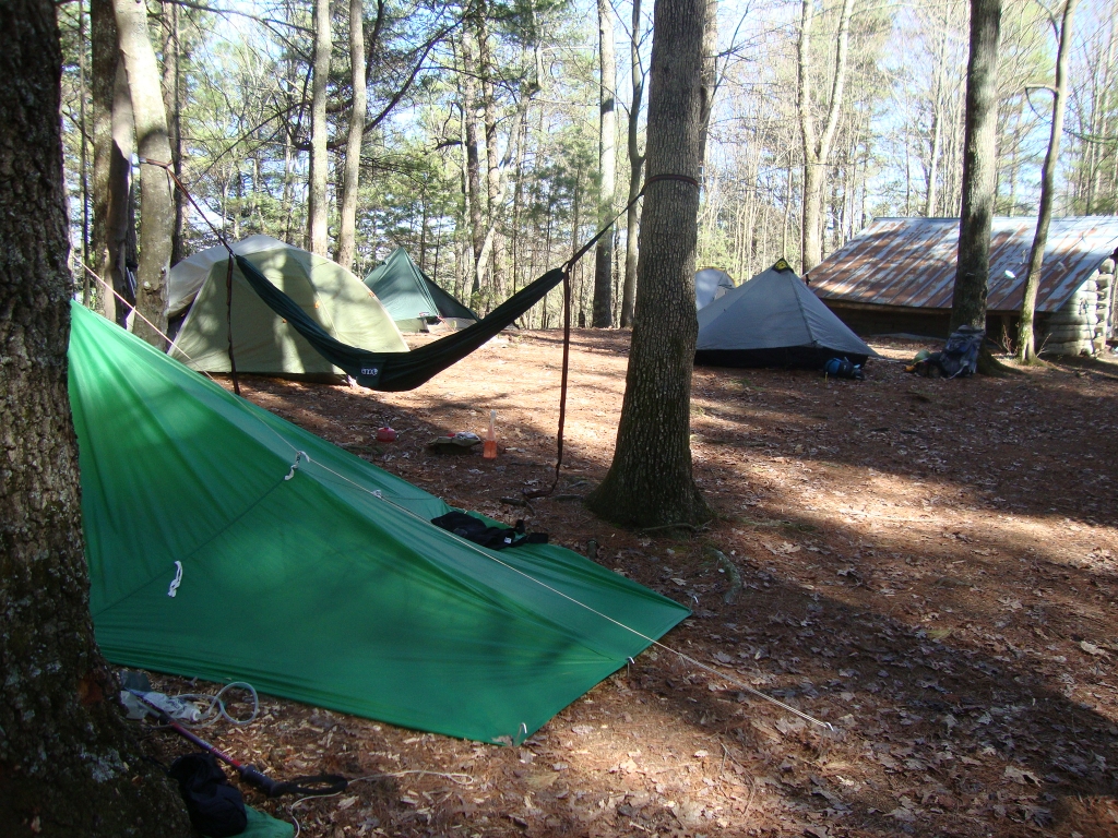 Salsa and Twix's tent is behind the left end of my hammock.