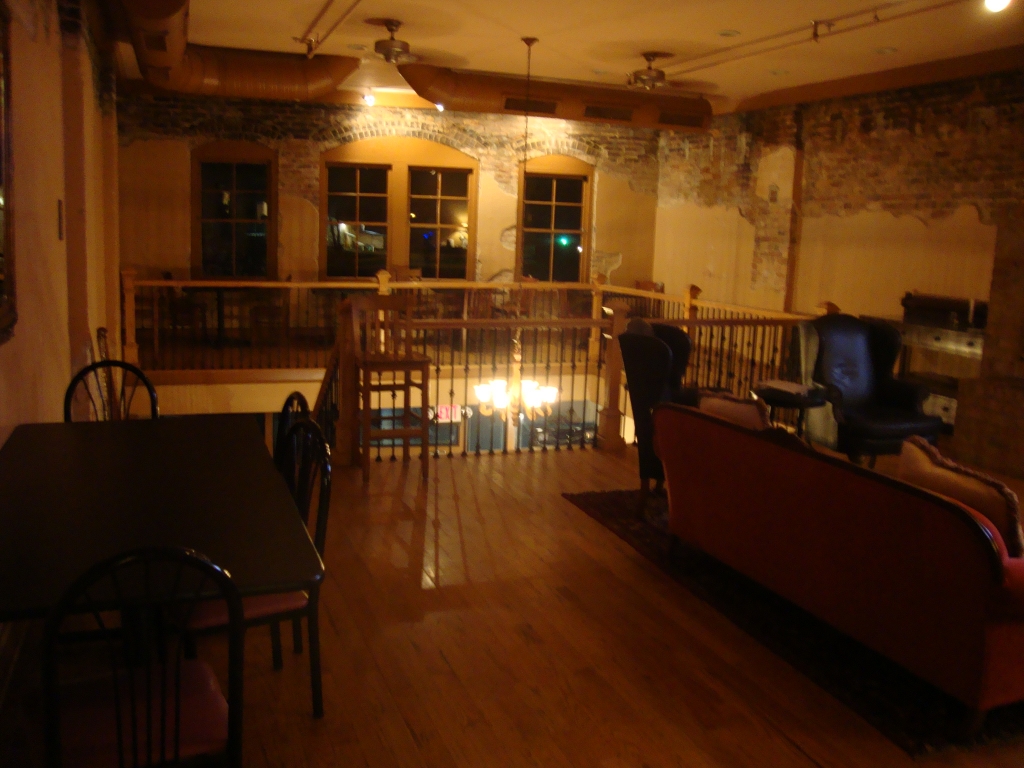 Those stairs descend to the restaurant.