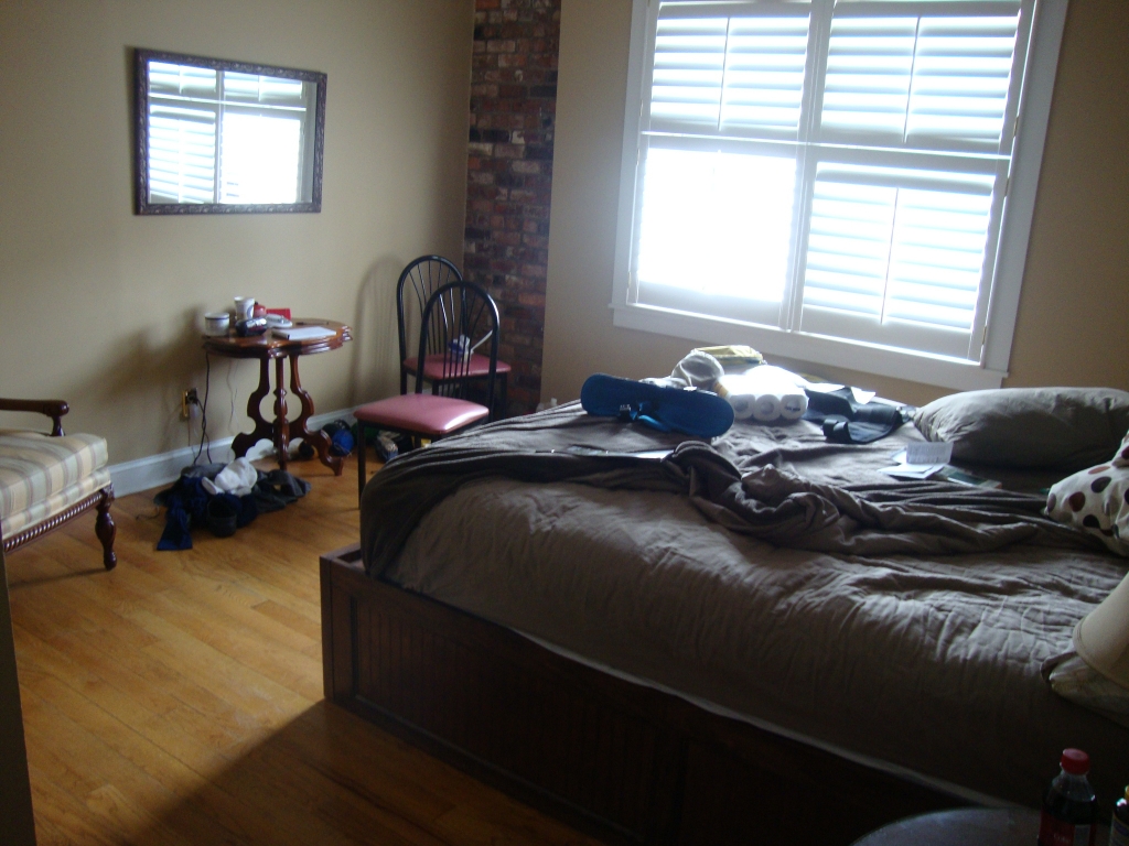 A much nicer room than my original windowless 210, this is beside the TV lounge. Window overlooks train tracks, river, and AT North.