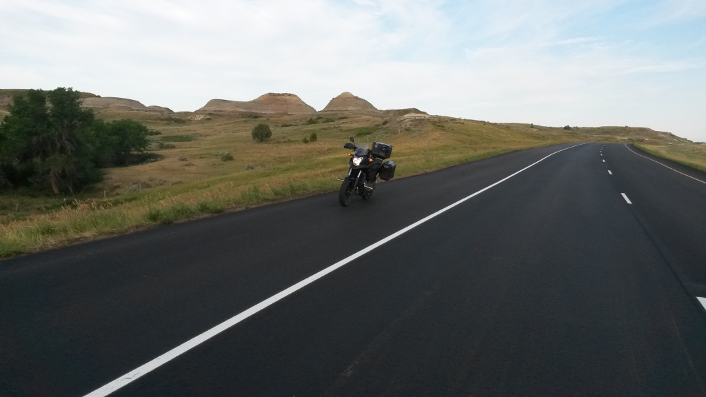 Day 10: This is Grasslands National Park, along I-94 in North Dakota... and what pavement should look like!