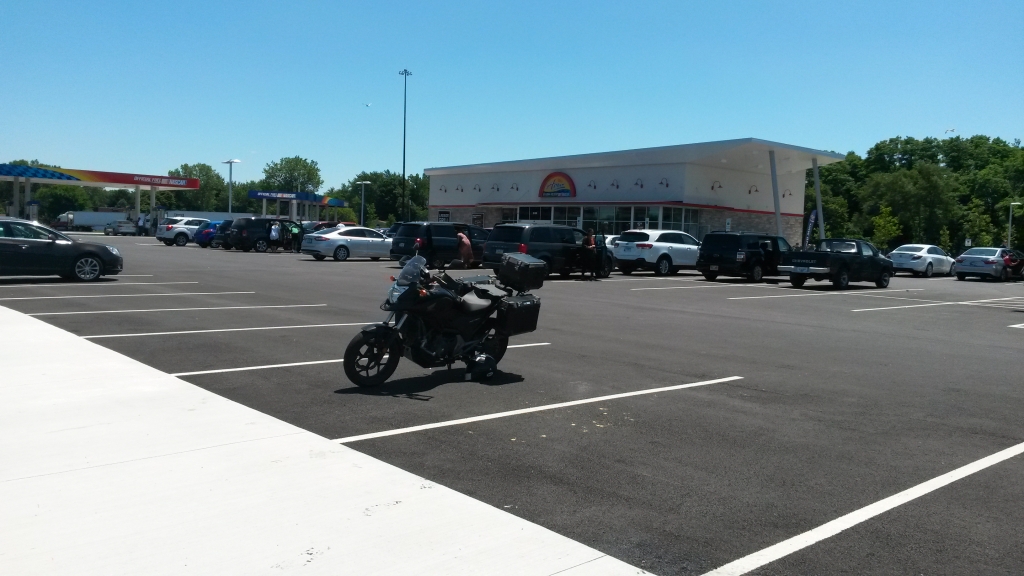 Day 12: "Chicago in my rearview," as the Netflix series "The Glades" puts it. It was a huge relief to reach this first Indiana "Oasis." I-90 right through the city required a couple of foot-downs but was mostly just 1st gear slow.