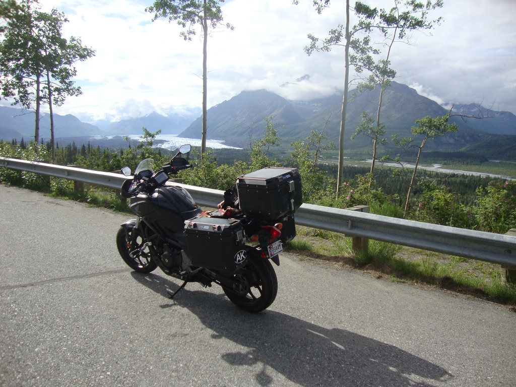 At almost 10 AM on my first day out, I'm northbound on the Glenn Highway and stopped for this popular view of Matanuska Glacier.