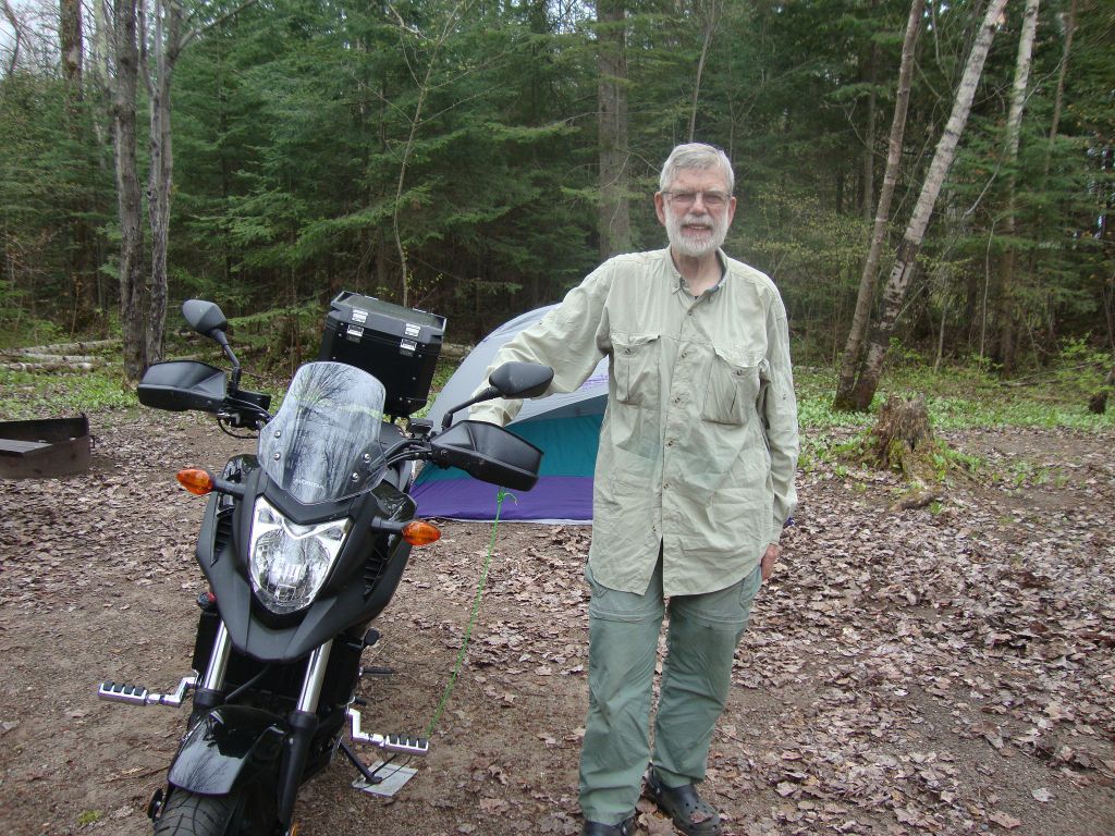 Night 3, Pancake Bay ON: A kind fellow tourist snapped this at another pleasant (though $41.25C) Ontario park. My Eureka Mountain Pass 2 tent was a luxury too costly (weight-wise) for backpacking!
