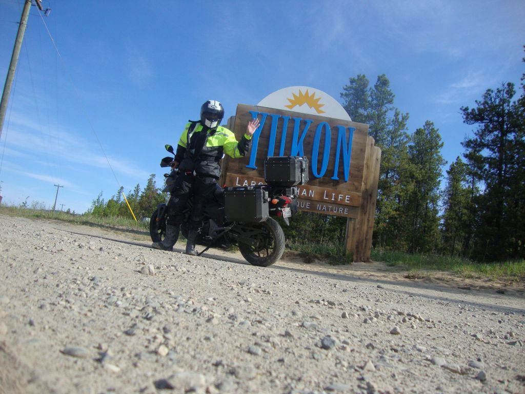 Day 13, The Yukon! I bypassed this famous sign, then backtracked to it. First brief entry into YT; The Milepost says it's 570 miles from Dawson Creek. Perhaps 9 AM, not 10 AM!