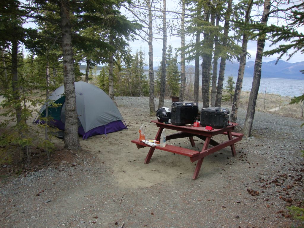 Pleasant stay: It was windy and chilly, so my tent and Helinox chair were welcome! Potable water, nice shower building, Wifi near the office ($25, cash only). A pleasant couple at an adjacent site stopped to chat about my motorcycle --- they are both Harley riders.