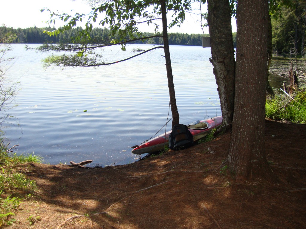 The 1/2 mile carry to Third Lake took 20 minutes. I switched arms every 50 half-paces and arrived here shortly after noon.