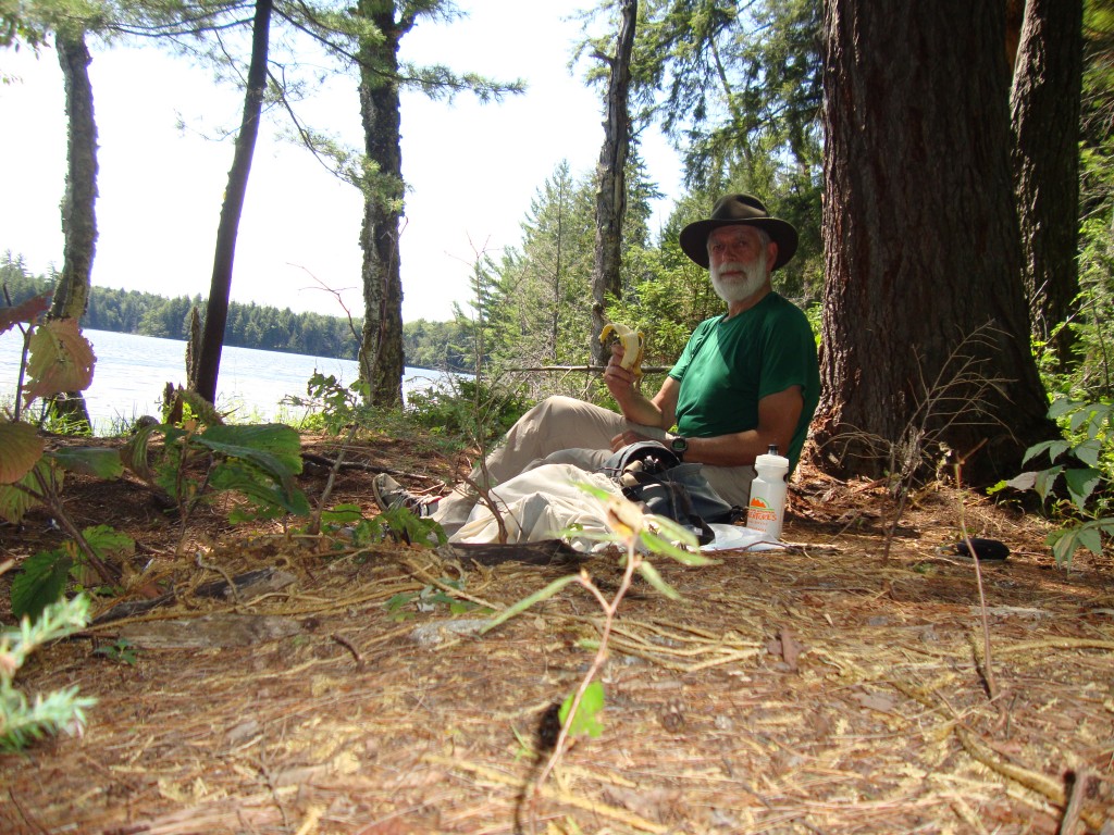 At 12:20 PM I'm enjoying lunch at the Third Lake put-in. Quiet, cool breeze, tall fir trees... just what I like!