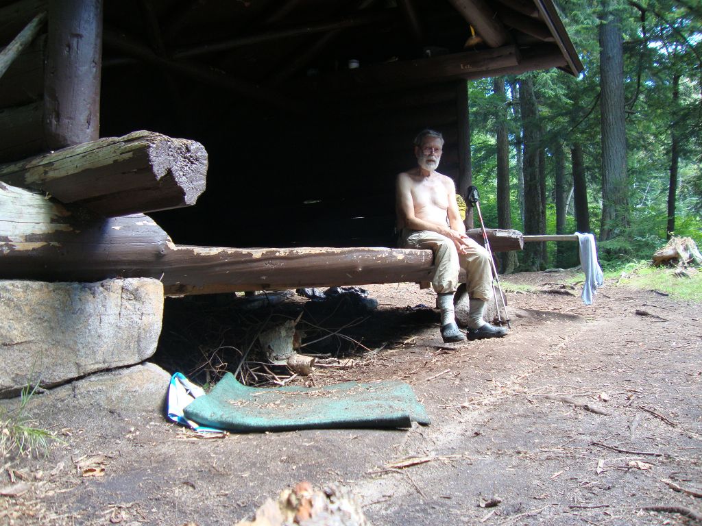 At 12:50, ready to start the short walk down to Broadhead Gore on Lows Lake. The horrific "microburst" of 1995 had that trail so clogged with blowdowns that I thought we'd never see Cowhorn Pond again.