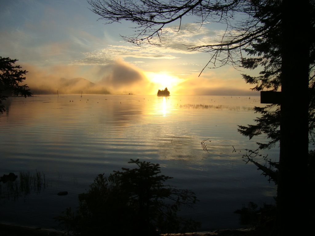 At 6:30 AM Tuesday August 26 the sunrise was spectacular, looking east on Lows Lake. I'm about to break camp for the walk back to the truck on South Shore Road.