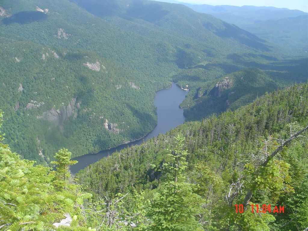 This nice North shot shows Lower Ausable Lake. The dam where I crossed west to east, at 5:30 PM yesterday, is at its northern tip. 