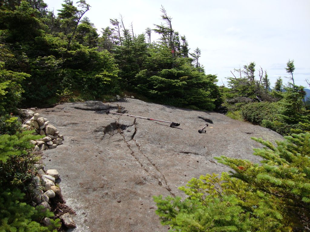 On August 8 I left my Goodnow camp at 5 AM, the Tahawus register an hour later, and Flowed Lands at 8:30. The Feldspar Brook Trail's intersection with the trail to Lake Arnold arrived at 10:30, and an hour later, the lake. I arrived at the true summit, at 1PM, 8 hours after leaving the Goodnow..