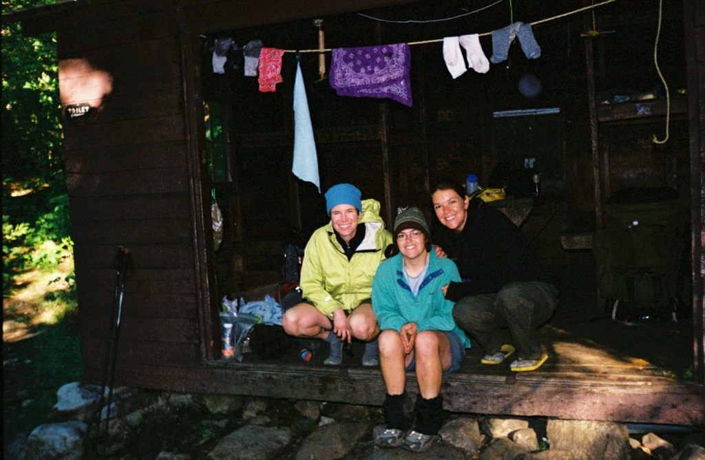I rolled into Congdon about 5:30  PM; this perky trio of Appalachian Trail thru-hikers, trail-named "The Devas," arrived soon after me.