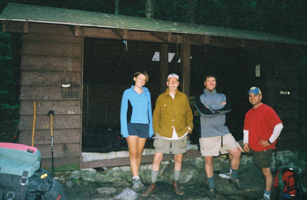 Emma and Chris Frappier, Ken, and Warren on Saturday evening, June 26 (my day 8). Chris and Emma had started a day behind me, but my zero led to our meeting at Peru Peak.