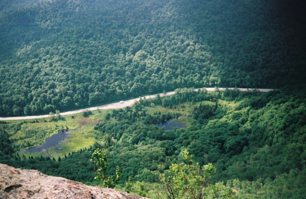 I'd crossed Route 73 at Brandon Gap shortly after 9 AM and enjoyed a thrilling side trip to this sheer cliff. It occurred to me to be grateful that we still have the political freedom to investigate such dangerous things!