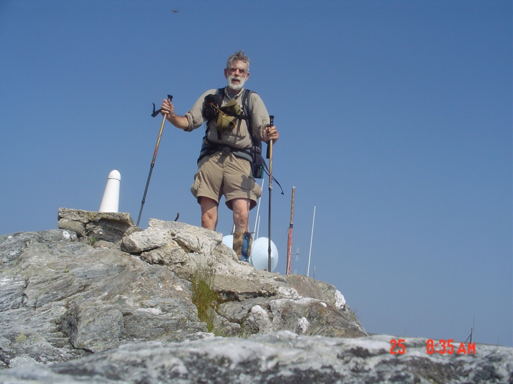 With a strong breeze puffing out my hiking clothes, I posed on the summit of Jay Peak at 9:30 AM Saturday, June 25!