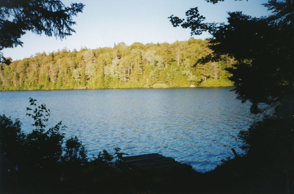Sunset on the east shore of Third Cedar Lake, from my leanto. Evening of my 5th day.
