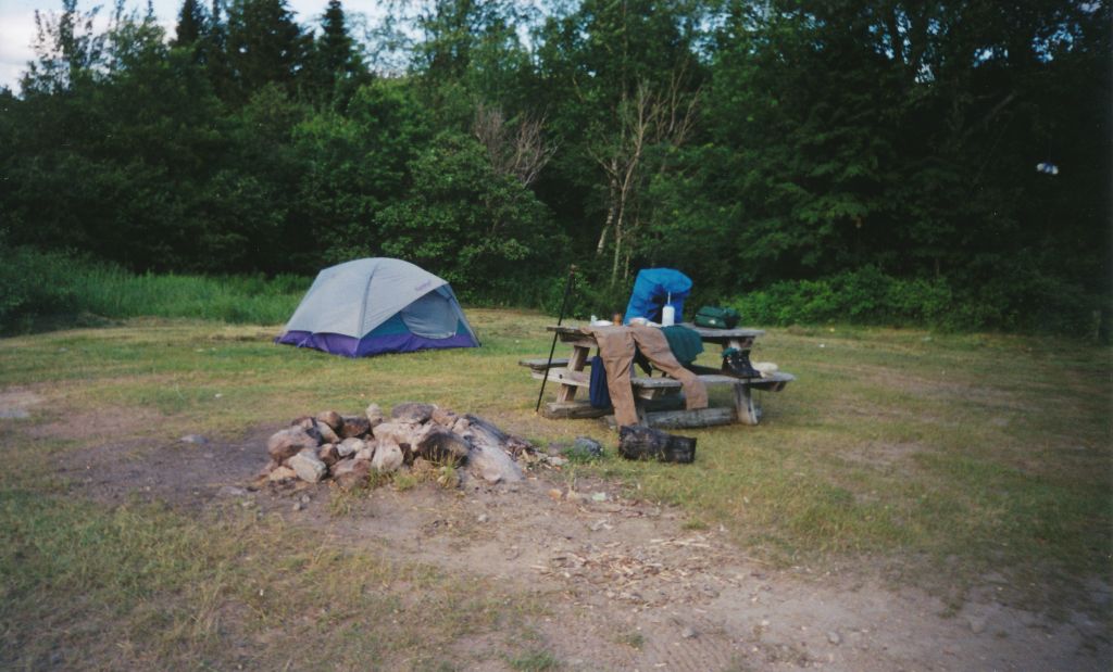 My camp at Wakely Dam, Site #2. Clearly I was using the 2-person tent; the space was luxurious but at something like 7 lbs it sure was heavy.