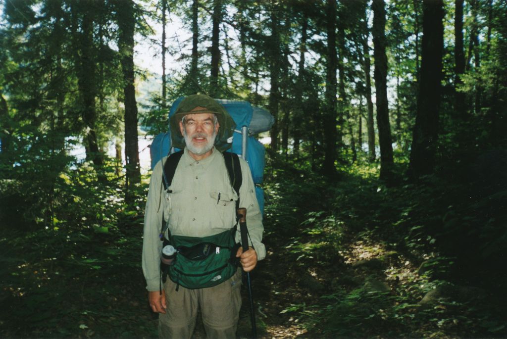 On the morning of Day 8, a hiker took this photo as I headed north along the west shore of Tirrell Pond.