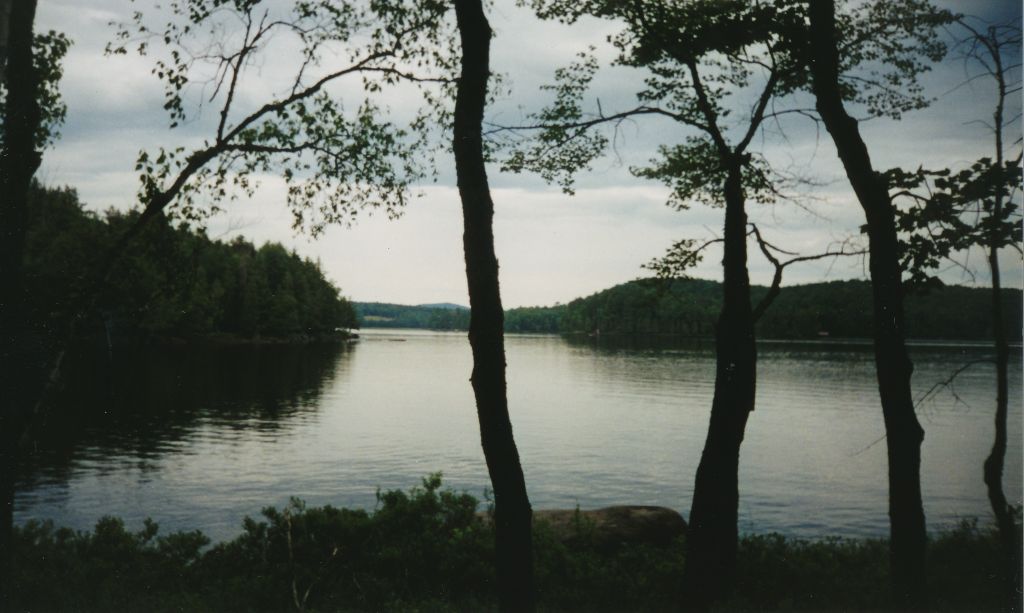 Looking south, down Long Lake toward the village, from the trail north of Catlin Bay