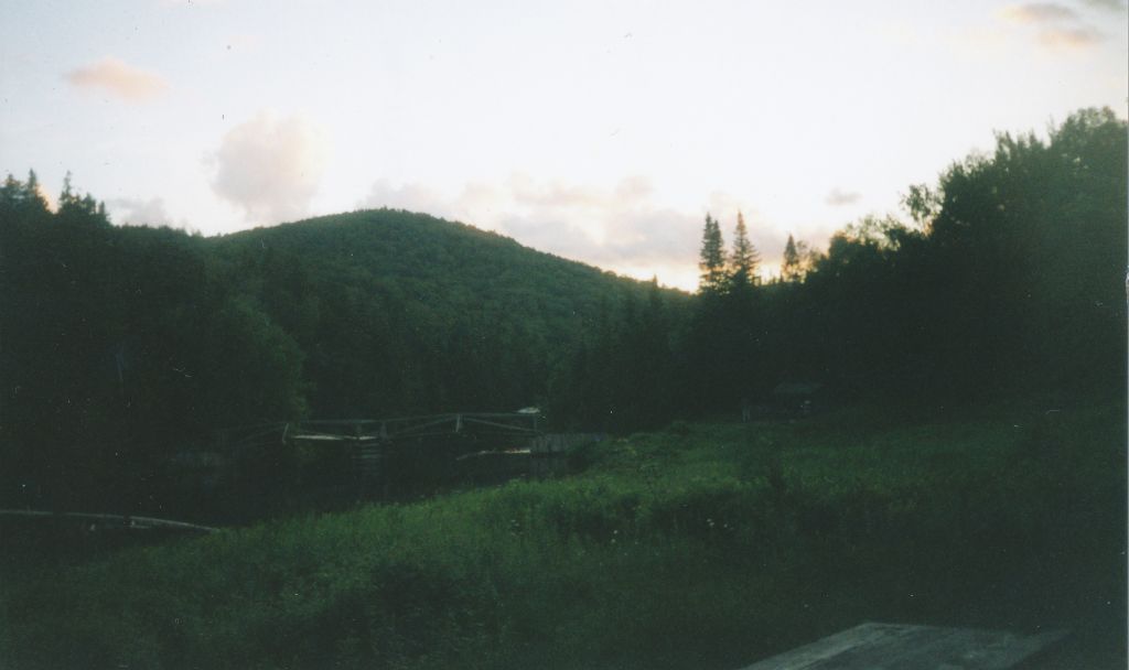 Sunset, looking west from Duck Hole #1. I found the Hamilton Lake Stream party's notes in Duck Hole #2's (faintly visible to the right of the bridge) trail register.