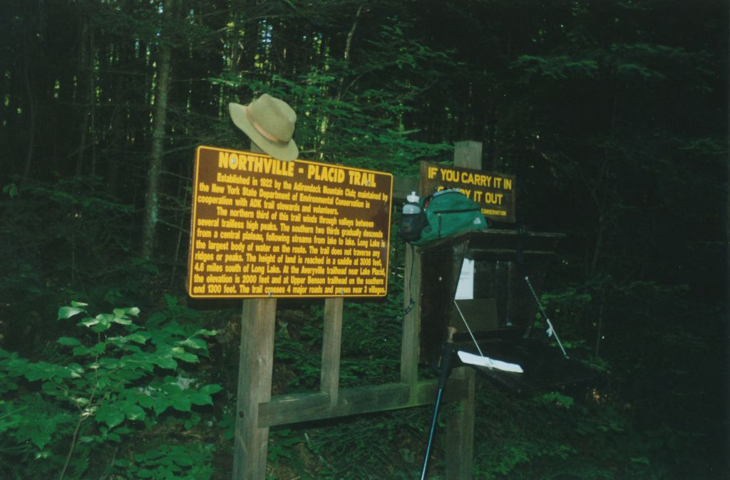 July 12, 2000, 8:50 AM: The Averyville Road trailhead. I did it! I left my gear at Snow Brook while I visited Lake Placid Village.