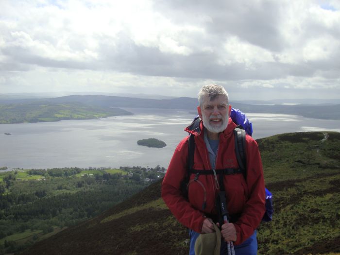 Loch Lomond from Conic Hill. Some hikers I spoke with, warned about the severe blowdowns in Garadhban Forest (huge balsams across the trail), walked the road from Drymen to Balmaha, skirting both the Forest and Conic Hill. I'm glad I didn't, but it was a tough day.