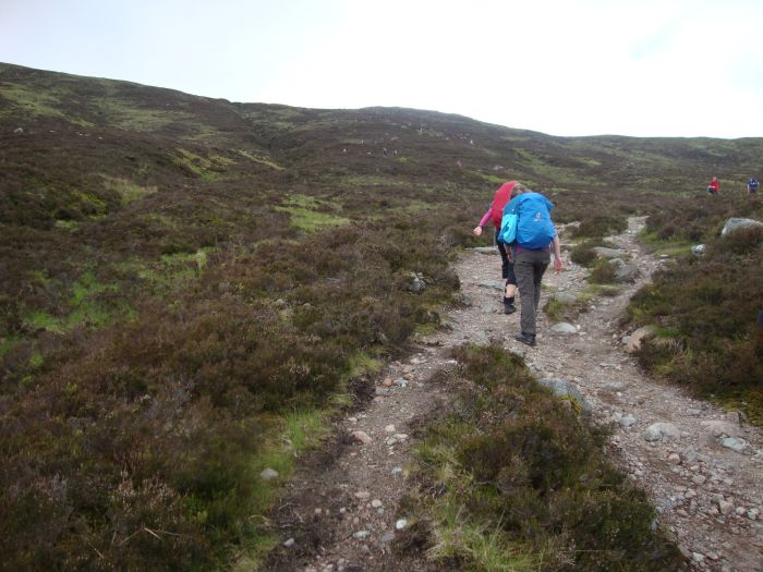 After lunch at Kingshouse Hotel and the morning traverse of Rannoch Moor, I went on to Devil's Staircase, ascending from highway A82. See the small figures on the switchbacks farther up. 3:00 PM.