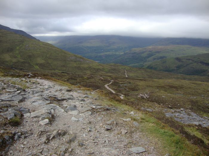 Beginning the long descent from Devil's Staircase to Kinlochleven: 4:20 PM.